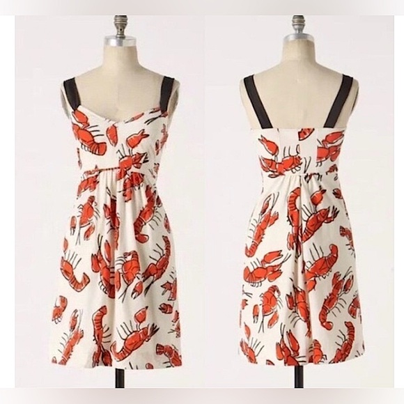 Anthropologie - Edme’ & Esyllte Salty Seas Lobster Print Cotton Dress - Size 4 - Picture 2 of 9